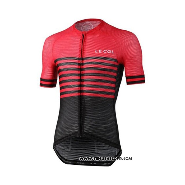 2021 Maillot Cyclisme Le Col Noir Rouge Manches Courtes et Cuissard